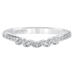 Artcarved Bridal Mounted with Side Stones Vintage Diamond Wedding Band Brielle 14K White Gold