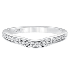 Artcarved Bridal Mounted with Side Stones Contemporary Diamond Wedding Band Tahlia 14K White Gold