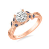 Artcarved Bridal Mounted with CZ Center Contemporary Engagement Ring 18K Rose Gold & Blue Sapphire