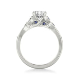 Artcarved Bridal Mounted with CZ Center Contemporary Engagement Ring 18K White Gold & Blue Sapphire