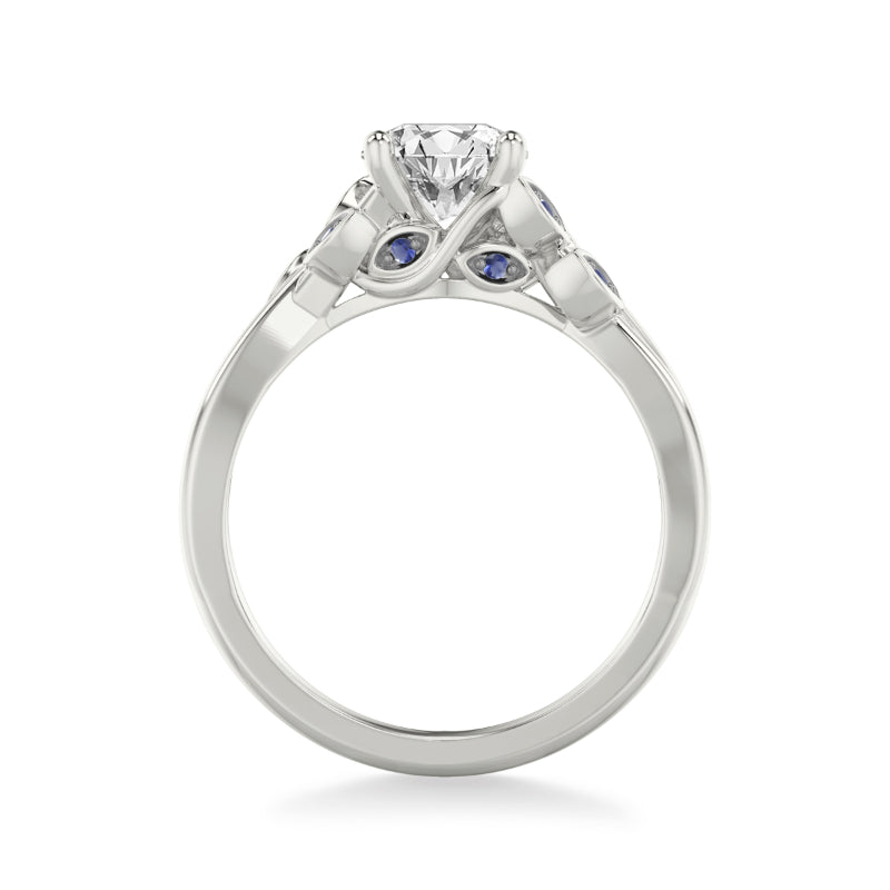 Artcarved Bridal Mounted with CZ Center Contemporary Engagement Ring 18K White Gold & Blue Sapphire