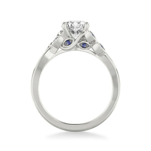 Artcarved Bridal Semi-Mounted with Side Stones Contemporary Engagement Ring 14K White Gold & Blue Sapphire