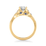 Artcarved Bridal Mounted with CZ Center Contemporary Engagement Ring 18K Yellow Gold & Blue Sapphire