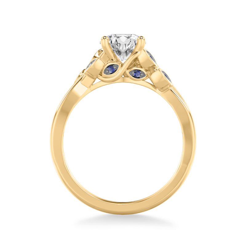 Artcarved Bridal Mounted with CZ Center Contemporary Engagement Ring 18K Yellow Gold & Blue Sapphire