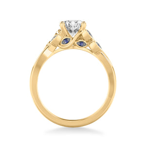 Artcarved Bridal Mounted with CZ Center Contemporary Engagement Ring 18K Yellow Gold & Blue Sapphire