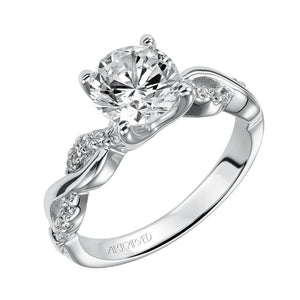 Artcarved Bridal Semi-Mounted with Side Stones Contemporary One Love Engagement Ring Gabriella 14K White Gold