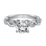 Artcarved Bridal Semi-Mounted with Side Stones Contemporary One Love Engagement Ring Gabriella 14K White Gold