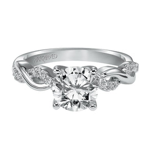 Artcarved Bridal Semi-Mounted with Side Stones Contemporary One Love Engagement Ring Gabriella 14K White Gold