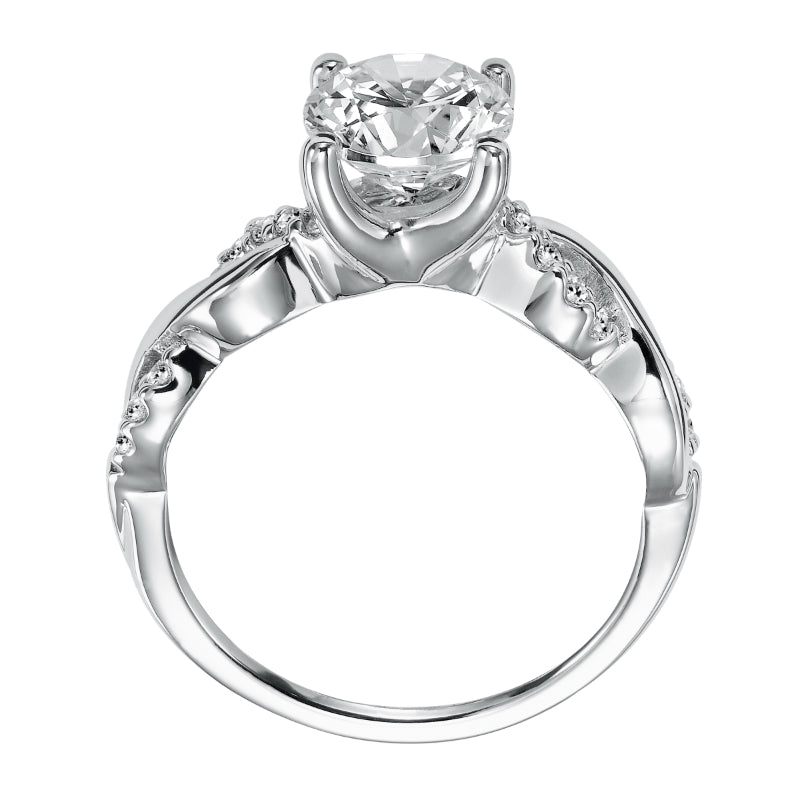 Artcarved Bridal Semi-Mounted with Side Stones Contemporary One Love Engagement Ring Gabriella 14K White Gold