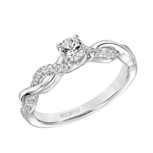 Artcarved Bridal Semi-Mounted with Side Stones Contemporary One Love Engagement Ring Gabriella 14K White Gold