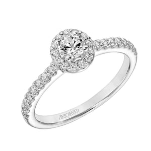 Artcarved Bridal Mounted Mined Live Center Classic One Love Halo Engagement Ring Layla 14K White Gold