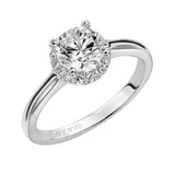 Artcarved Bridal Semi-Mounted with Side Stones Classic Halo Engagement Ring Allison 14K White Gold