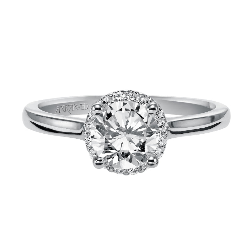 Artcarved Bridal Semi-Mounted with Side Stones Classic Halo Engagement Ring Allison 14K White Gold