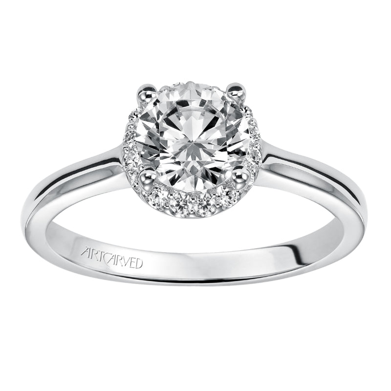 Artcarved Bridal Semi-Mounted with Side Stones Classic Halo Engagement Ring Allison 14K White Gold