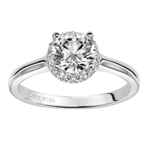 Artcarved Bridal Semi-Mounted with Side Stones Classic Halo Engagement Ring Allison 14K White Gold