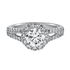 Artcarved Bridal Semi-Mounted with Side Stones Classic Halo Engagement Ring Megan 14K White Gold