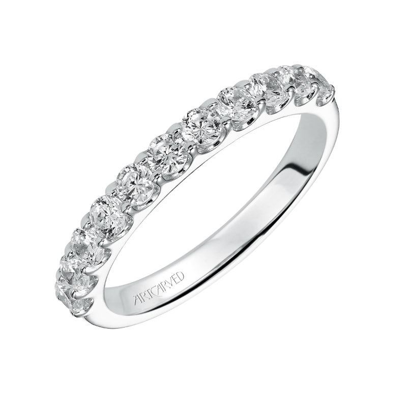 Artcarved Bridal Mounted with Side Stones Classic Halo Diamond Wedding Band Wynona 14K White Gold