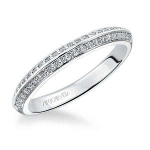 Artcarved Bridal Mounted with Side Stones Contemporary Diamond Wedding Band Charly 14K White Gold