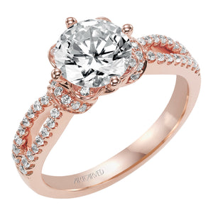 Artcarved Bridal Mounted with CZ Center Contemporary Floral Diamond Engagement Ring Phoebe 14K Rose Gold