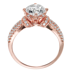 Artcarved Bridal Mounted with CZ Center Contemporary Floral Diamond Engagement Ring Phoebe 14K Rose Gold