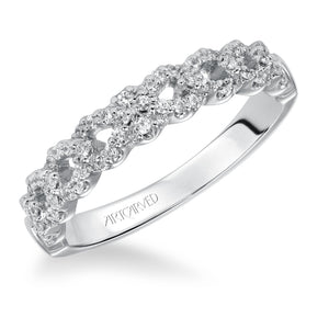 Artcarved Bridal Mounted with Side Stones Contemporary Diamond Wedding Band Noelle 14K White Gold