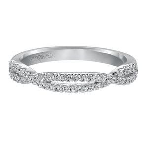 Artcarved Bridal Mounted with Side Stones Contemporary Floral Diamond Wedding Band Leslie 14K White Gold