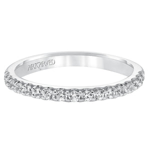 Artcarved Bridal Mounted with Side Stones Contemporary Halo Engagement Ring Heidi 14K White Gold