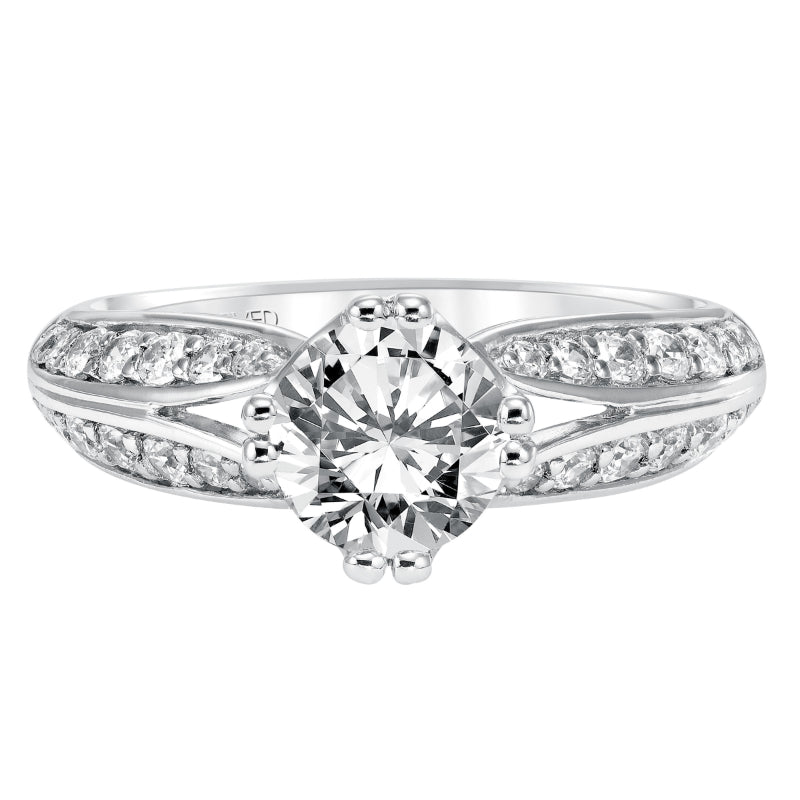 Artcarved Bridal Mounted with CZ Center Contemporary Engagement Ring Lexi 14K White Gold