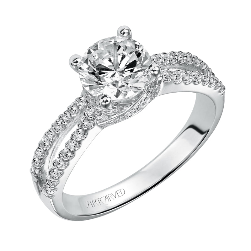 Artcarved Bridal Mounted with CZ Center Contemporary Engagement Ring Melanie 14K White Gold