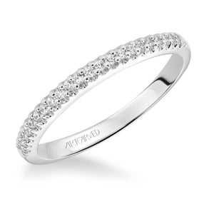 Artcarved Bridal Mounted with Side Stones Contemporary Diamond Wedding Band Melanie 14K White Gold