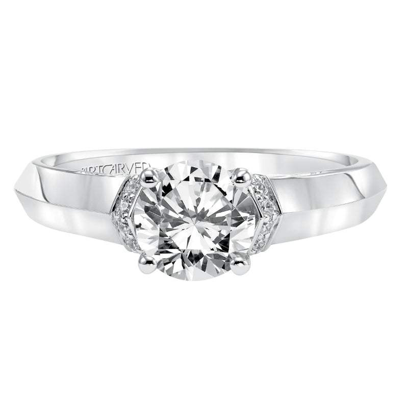 Artcarved Bridal Semi-Mounted with Side Stones Contemporary Engagement Ring Greta 14K White Gold