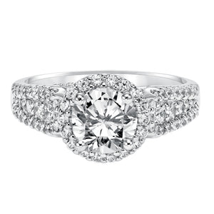 Artcarved Bridal Semi-Mounted with Side Stones Classic Engagement Ring Krista 14K White Gold