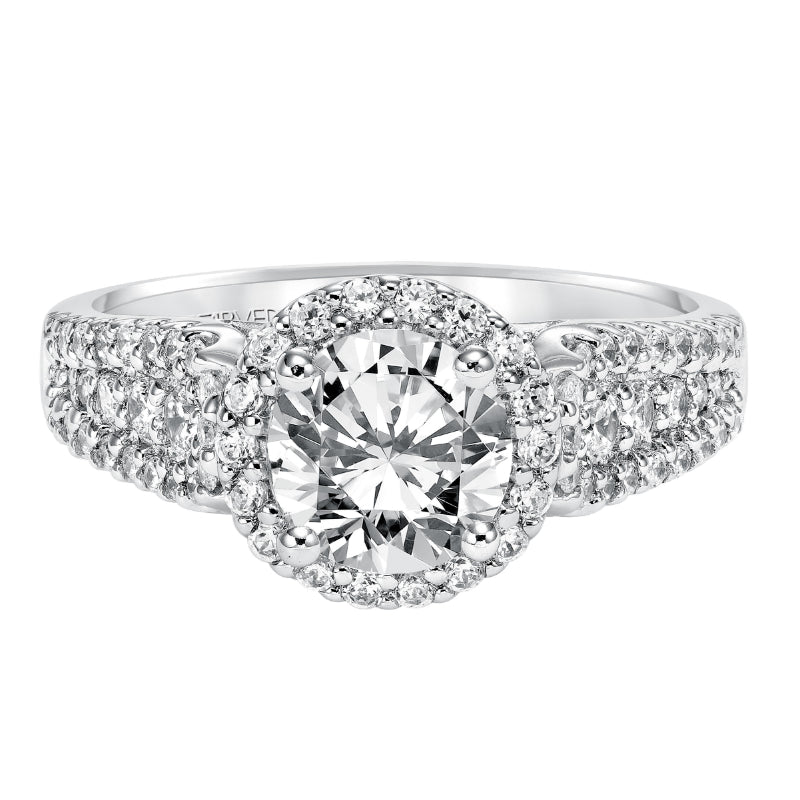 Artcarved Bridal Semi-Mounted with Side Stones Classic Engagement Ring Krista 14K White Gold