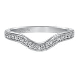 Artcarved Bridal Mounted with Side Stones Vintage Milgrain Halo Diamond Wedding Band Daniella 14K White Gold