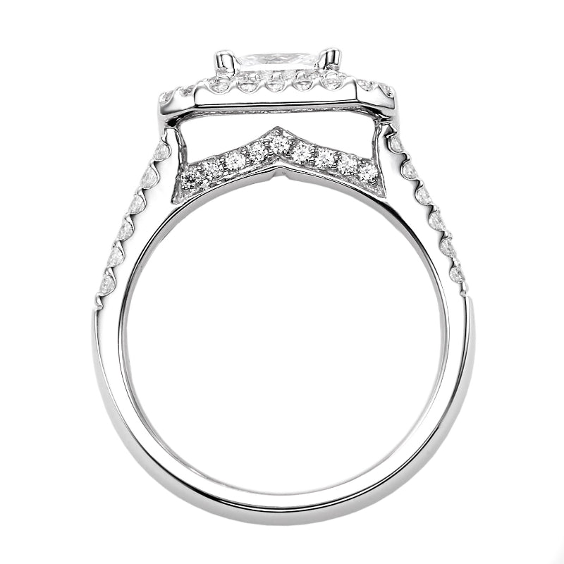 Artcarved Bridal Mounted with CZ Center Classic Halo Engagement Ring Francine 14K White Gold