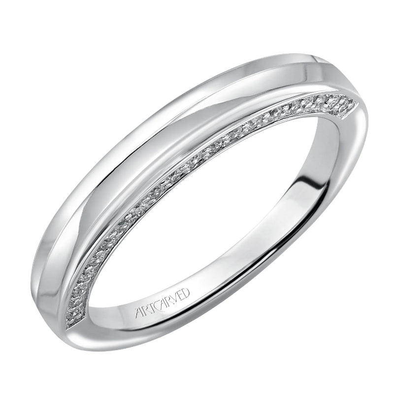 Artcarved Bridal Mounted with Side Stones Contemporary Diamond Wedding Band Shania 14K White Gold