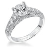 Artcarved Bridal Semi-Mounted with Side Stones Vintage Milgrain Diamond Engagement Ring Kendal 14K White Gold