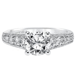 Artcarved Bridal Mounted with CZ Center Vintage Milgrain Diamond Engagement Ring Kendal 14K White Gold