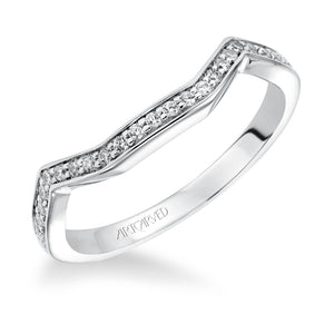 Artcarved Bridal Mounted with Side Stones Contemporary Diamond Wedding Band Nadine 14K White Gold