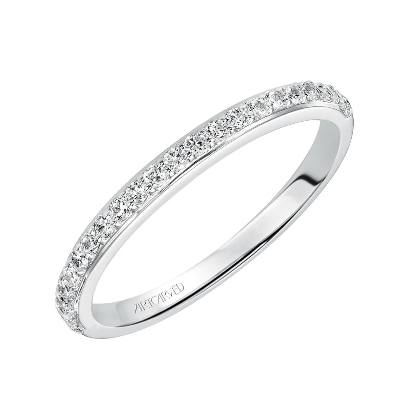 Artcarved Bridal Mounted with Side Stones Classic Diamond Wedding Band Betty 14K White Gold