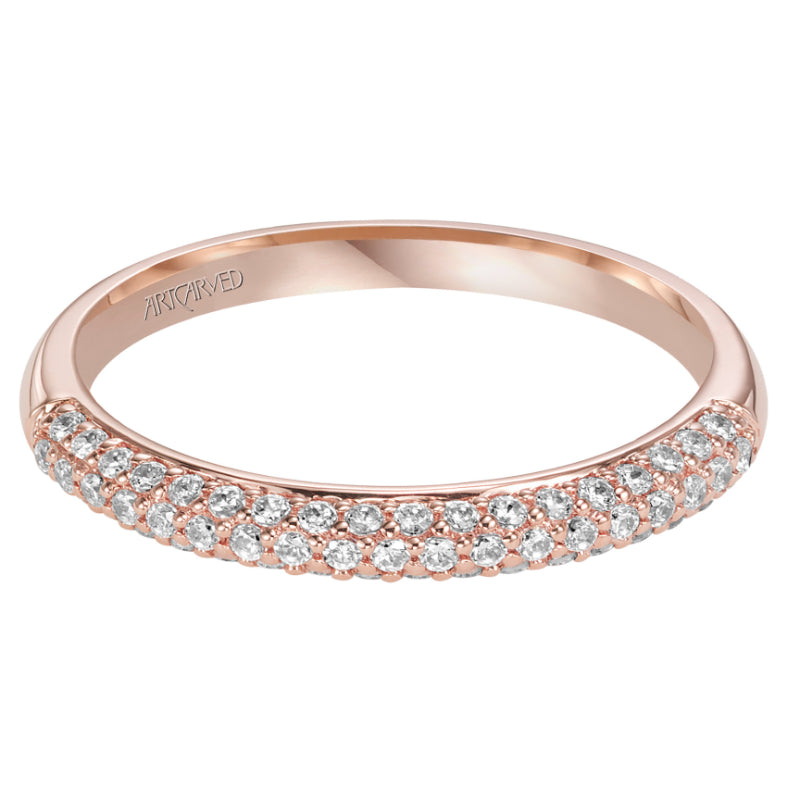 Artcarved Bridal Mounted with Side Stones Classic Pave Halo Engagement Ring Betsy 14K Rose Gold