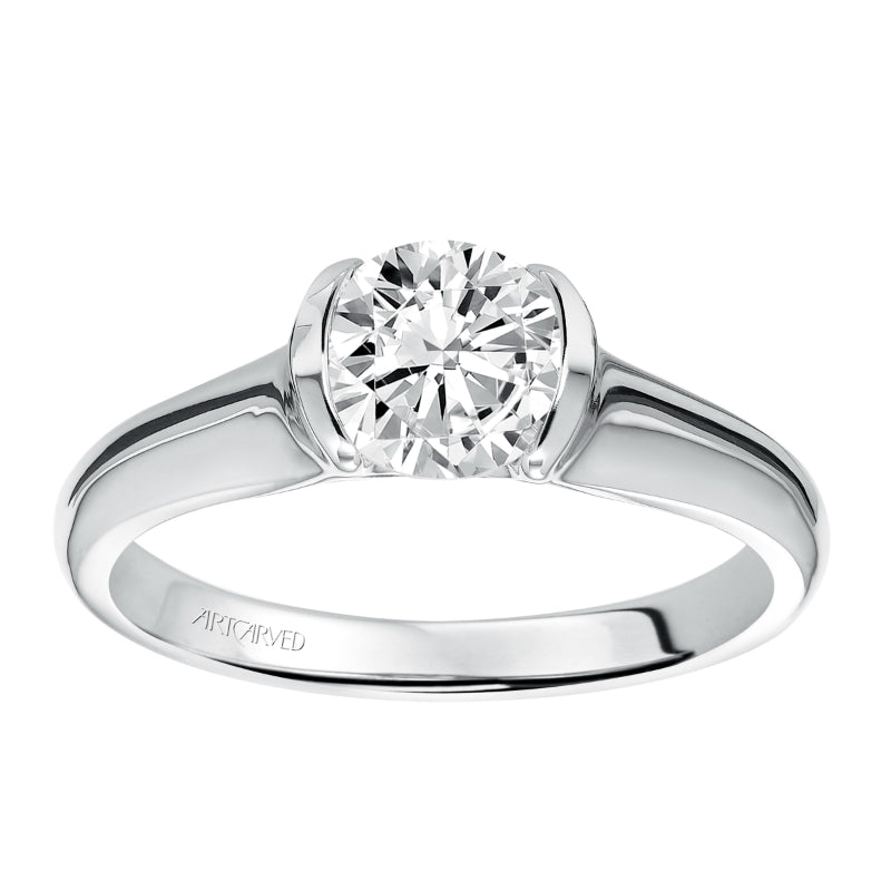 Artcarved Bridal Unmounted No Stones Contemporary Bezel Solitaire Engagement Ring April 14K White Gold