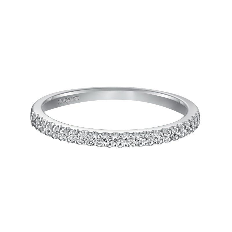 Artcarved Bridal Mounted with Side Stones Classic Diamond Wedding Band Lynn 14K White Gold