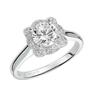 Artcarved Bridal Mounted with CZ Center Contemporary Halo Engagement Ring Marissa 14K White Gold