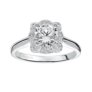 Artcarved Bridal Semi-Mounted with Side Stones Contemporary Halo Engagement Ring Marissa 14K White Gold