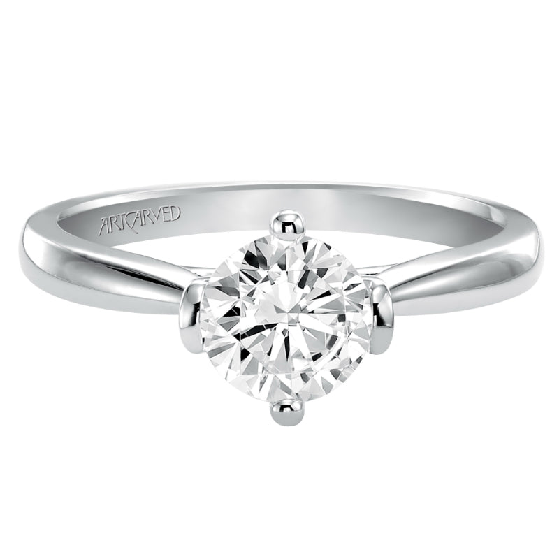 Artcarved Bridal Semi-Mounted with Side Stones Classic Solitaire Engagement Ring Nancy 14K White Gold