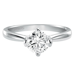 Artcarved Bridal Semi-Mounted with Side Stones Classic Solitaire Engagement Ring Nancy 14K White Gold