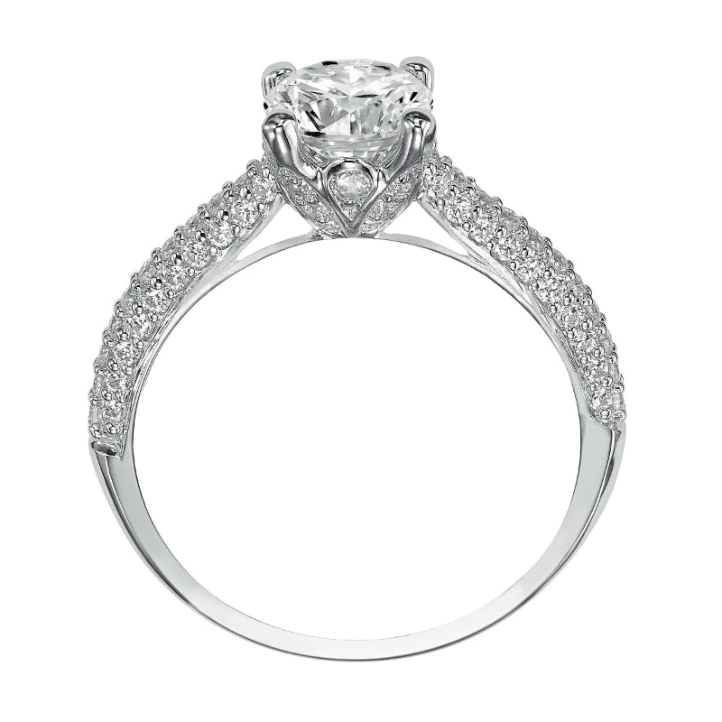 Artcarved Bridal Semi-Mounted with Side Stones Classic Engagement Ring Colleen 14K White Gold