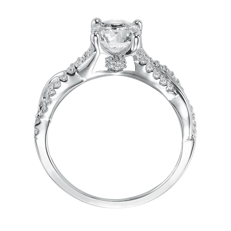 Artcarved Bridal Mounted with CZ Center Contemporary Twist Diamond Engagement Ring Virginia 14K White Gold