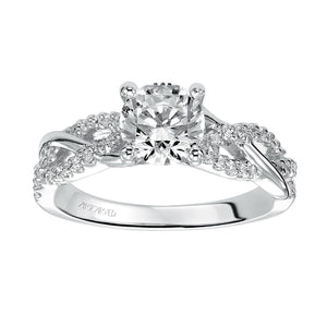 Artcarved Bridal Mounted with CZ Center Contemporary Twist Diamond Engagement Ring Virginia 14K White Gold